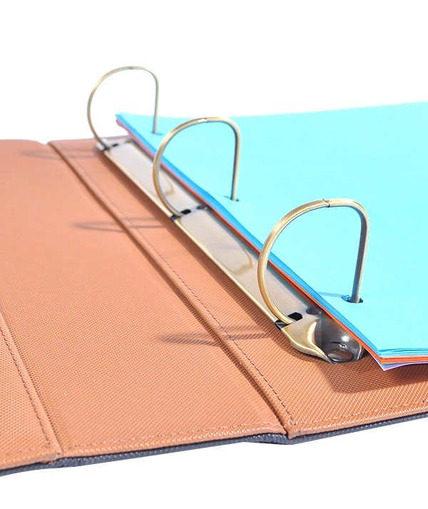 Customize High quality/High cost performance  PU Leather 3ring Binder Embossed A4 File Folder