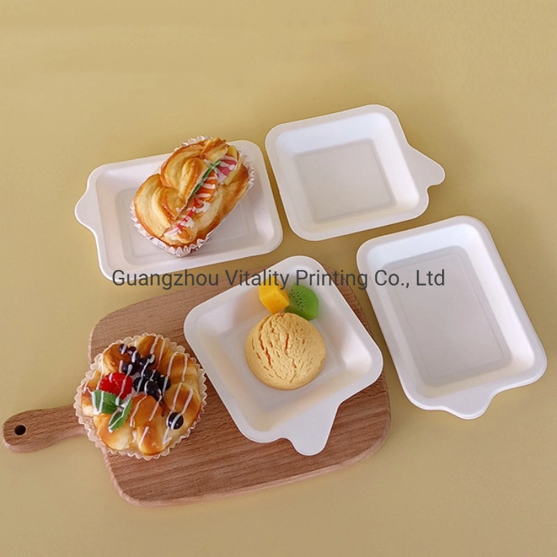 Disposable Sugarcane Tasting Cake Plate Degradable Square Dessert Plate Dish Tray Restaurant Fast Food Cake Tray