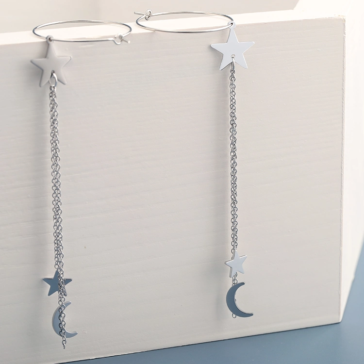 Fashion Temperament Fairy Silver Star Moon Earrings