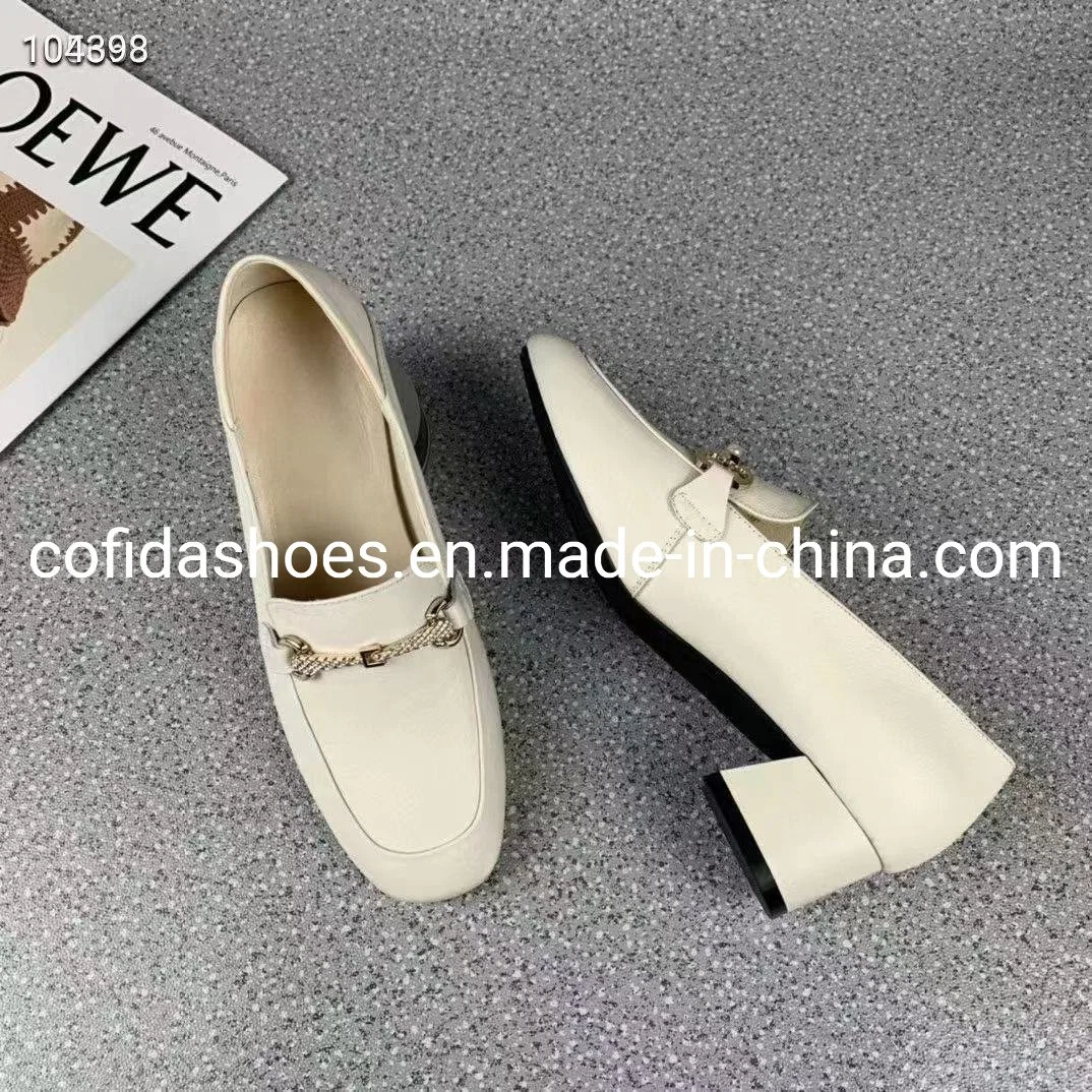 Updated Hand-Made Real Leather Block Heel Women Shoe