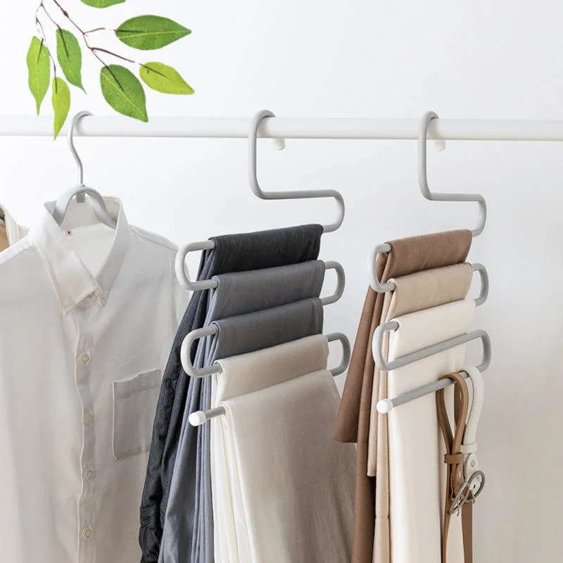 S-Type Multi-Purpose Closet Hangers for Hanging Jeans, Trouser, Scarf Storage Metal Rack