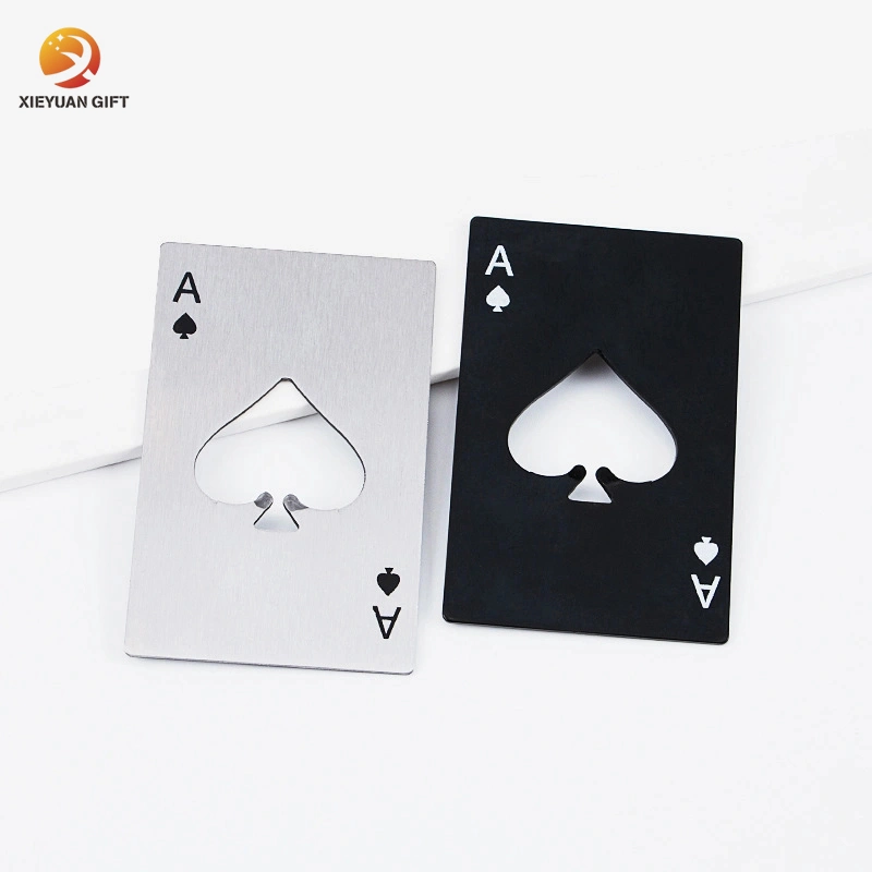 Custom Design with Brand Logo Stainless Steel Silver Plated Credit Card Poker Style Bottle Opener