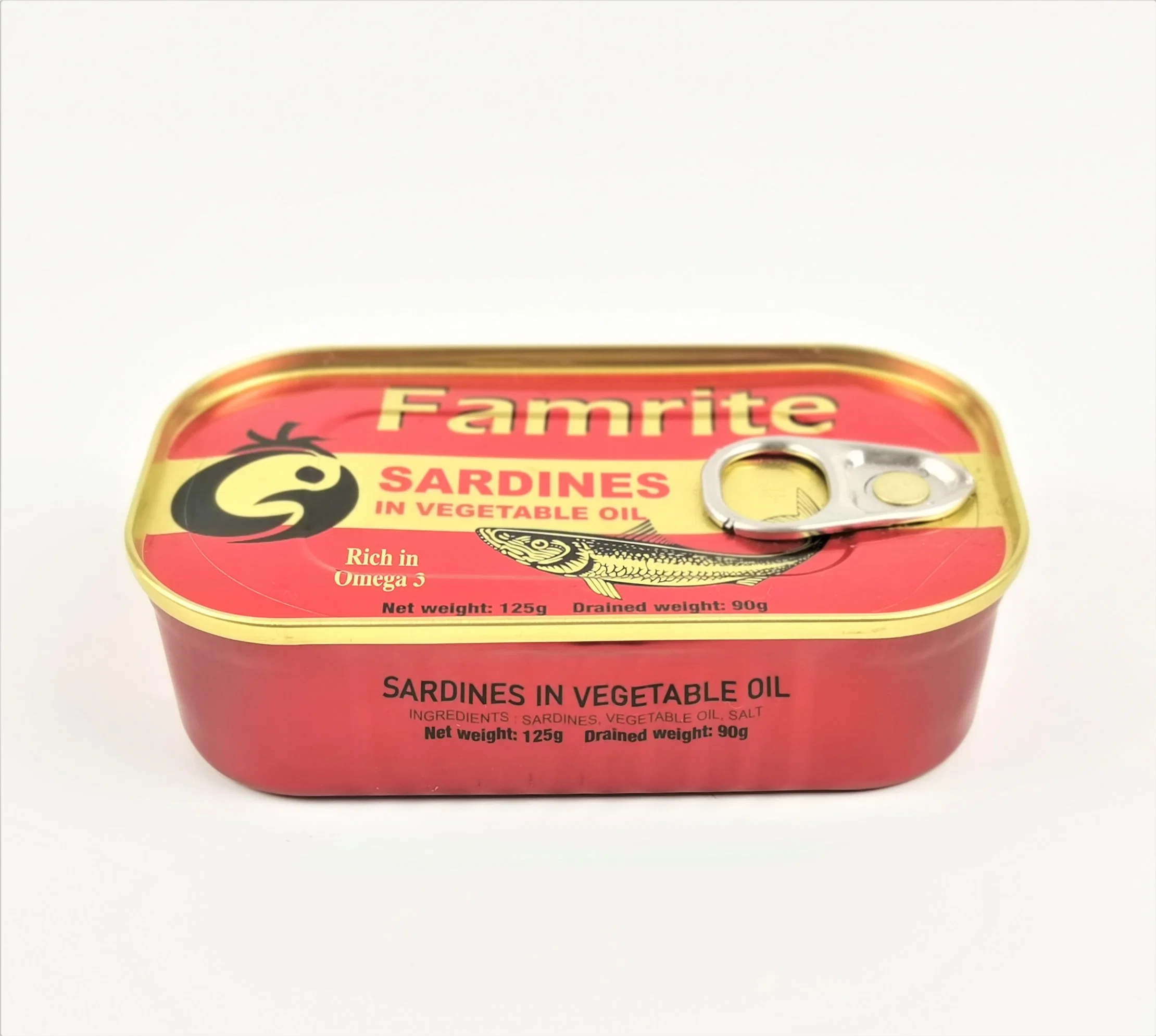 Canned Sardine in Vegetable 100% Oil Wholesale/Supplier Sardines Tin Fish 125g