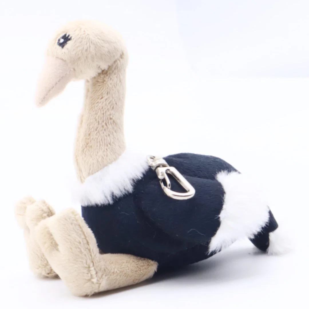 Wholesale/Supplier Plush Toys Custom Lifelike Animal Black/Beige Wild Ostrich Birds Keychain Key Ring for Bag 12cm Soft Stuffed Backpack Key Chain Clip