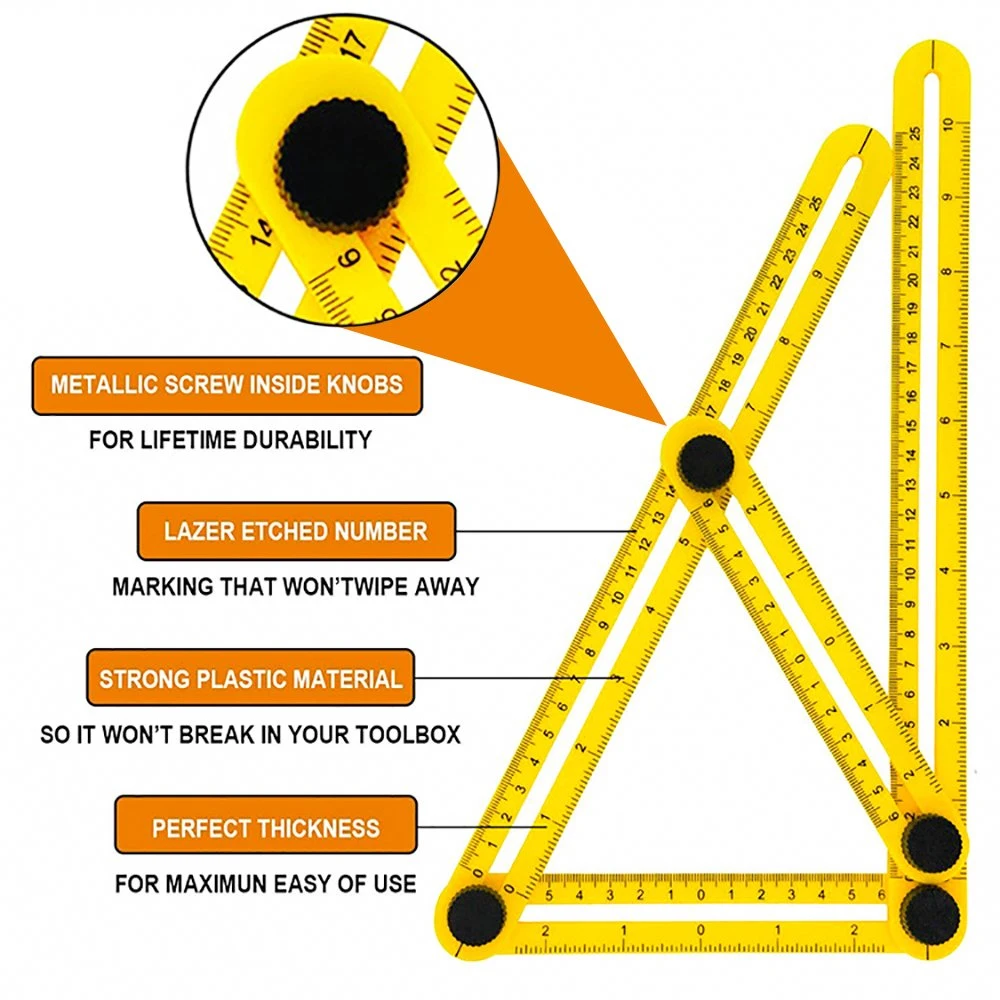 1PCS Angle Ruler ABS قياس نشاط المسطرة متعددة الزوايا رباعي المسطرة