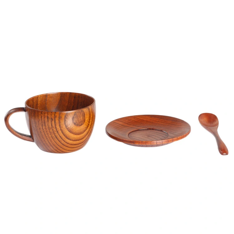 Wooden Coffee Cup Set with Coaster and Spoon Tea Mug