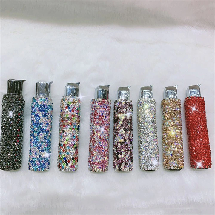 Ea037 Gas Thin Fashion Damen Zigarette Luxus-Etui mit Designer Zigarren Bling Diamant Strass Feuerzeug Fall