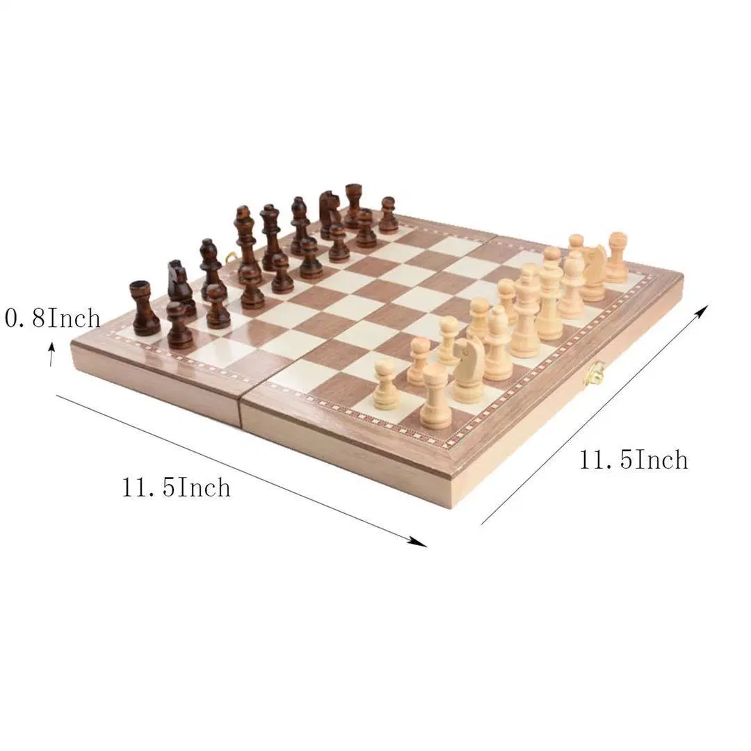 Folding Wooden 3-in-1 Checkerboard Solid Wood