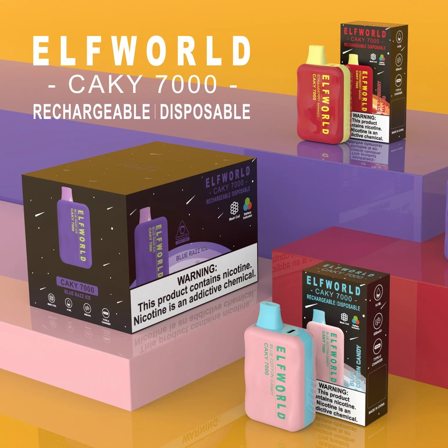 Best Disposable/Chargeable Wholesale/Supplier Elfworld Caky 7000 Best OEM Products 10000 Elf Puff Bar Brand Custom Vs Puff Bar Plus 800 OS 5000 Vape