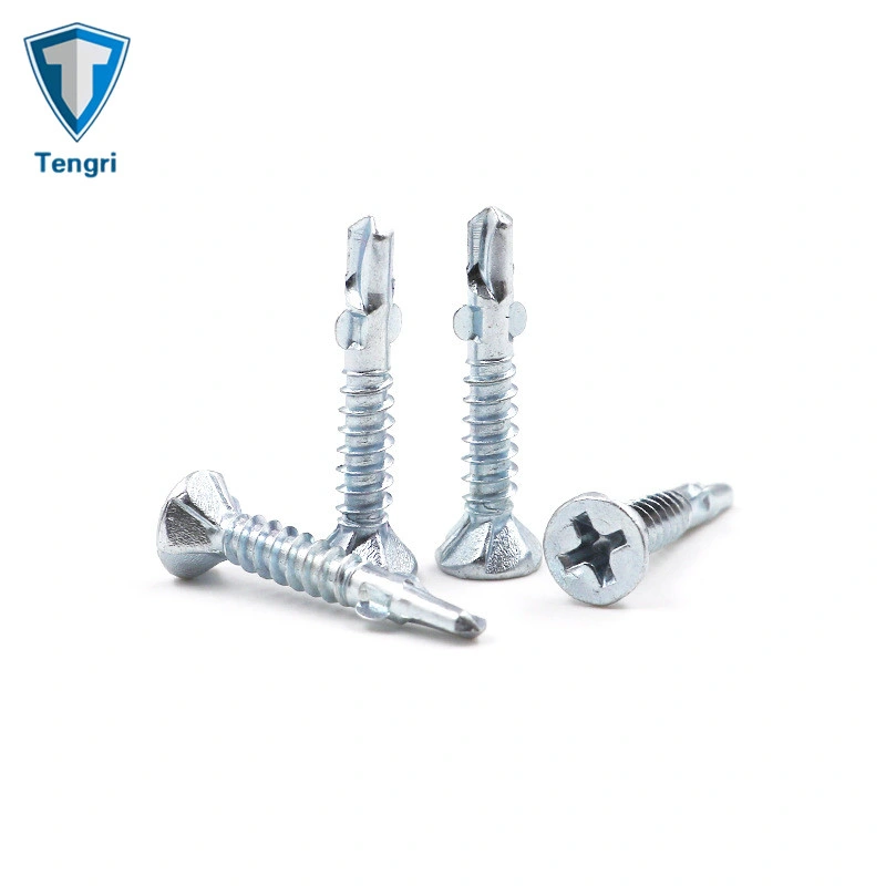 Hardware Flat Head Self Drilling Screw Two Wing Tek Screw Gypsum Board Screw with Black Coating