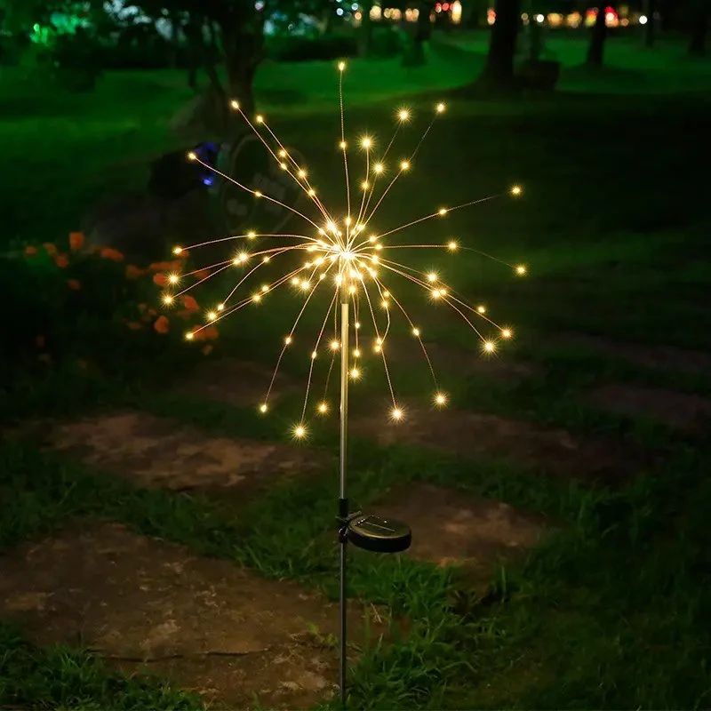 Las luces de Navidad de fuegos artificiales de exterior Lámpara LED caliente Cable Jardín de las luces de Fuegos Artificiales solares