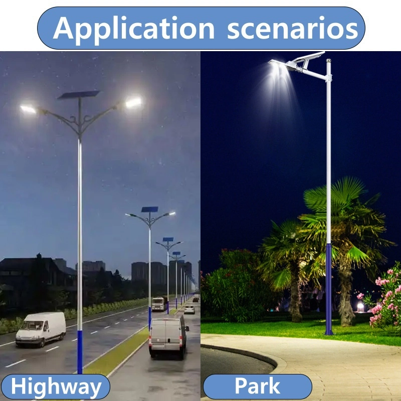 Light Messenger OEM High quality/High cost performance  100W Lighting Security Waterproof IP66 Outdoor Remote Control LED Street Solar Lamp with Pole