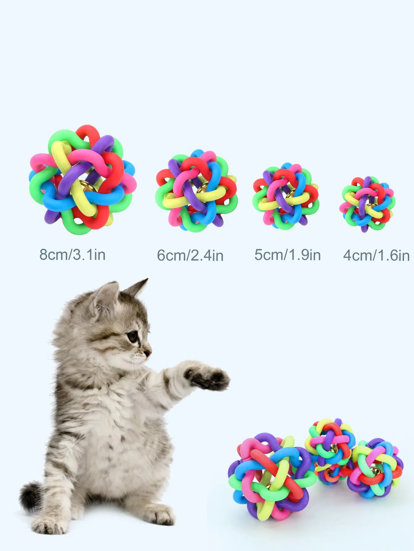 Custom Pet Puppy Colorful Woven Ball Bell Teeth Cleaning Training Chew Sound Toy