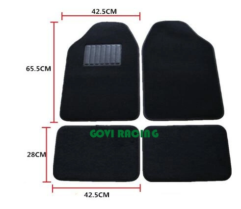 4PCS/Set Car Mats Black المطاط السجاد الأسود مع PVC للسيارة الرياضية متعددة الاستعمالات