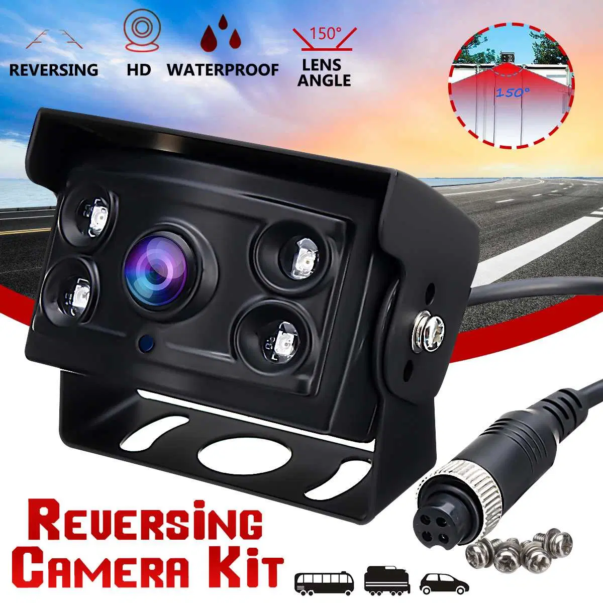 CCD 150degree 4LED Night Vision Waterproof Reverse Camera for Truck/Lorry/Bus