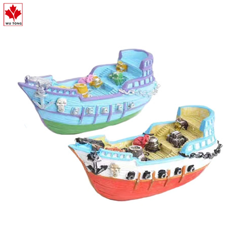 Resin Mini 3D Boat Ornament Ocean Beach Micro Landscape Decoration