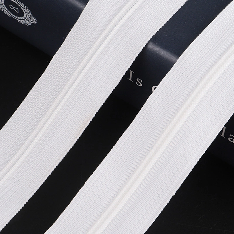 Custom 3# Garment Sewing Accessories White Stripe Plastic Zipper Teeth Nylon Zipper