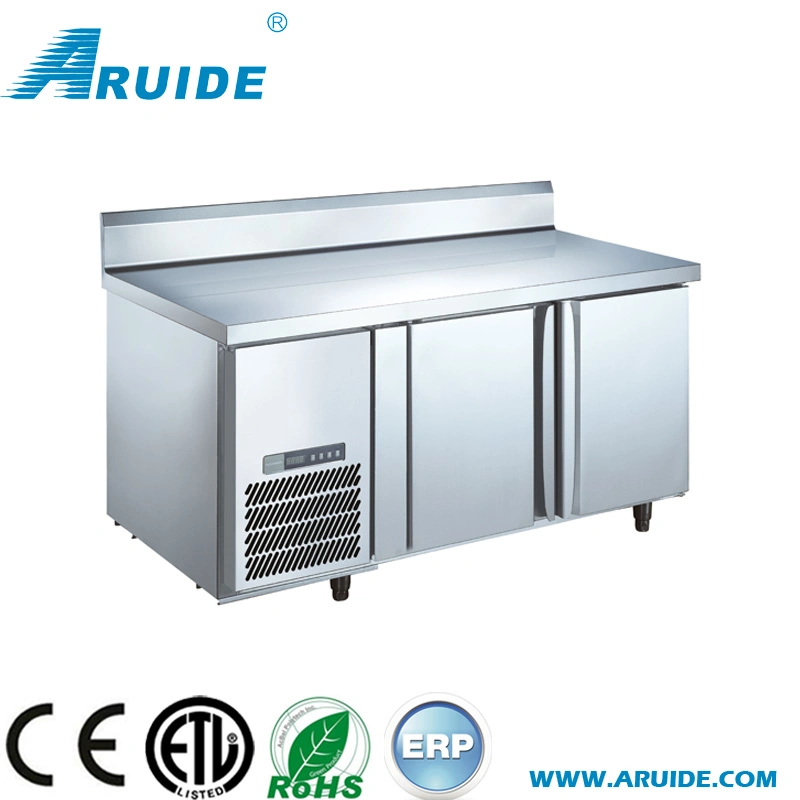 acier inoxydable commerciale en vertu de réfrigérateur Compteur compteur haut Réfrigérateur avec la roulette