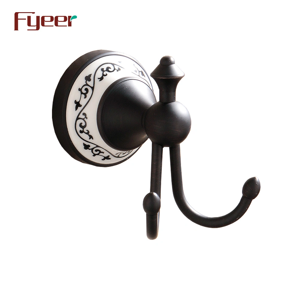 Fyeer Classic Black Ванная Аксессуар Brass висящий Robe Hook