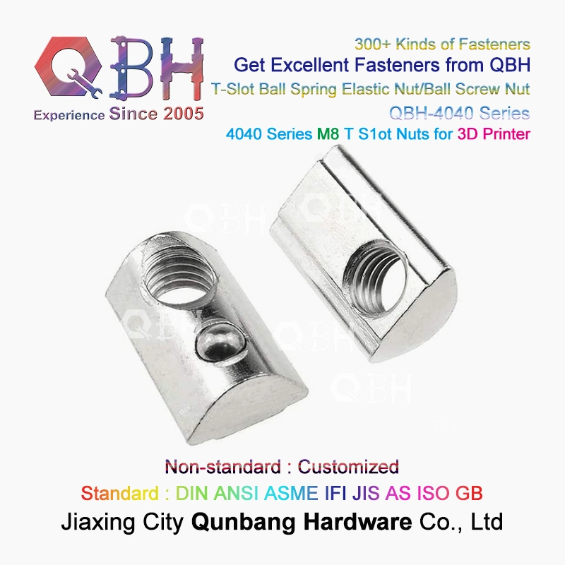 Qbh 4080 4040 Aluminum Extrusion M8 3D Printer CNC Router Spare Parts T Slot Nuts Ball Spring Nut Special Shaped Fastener