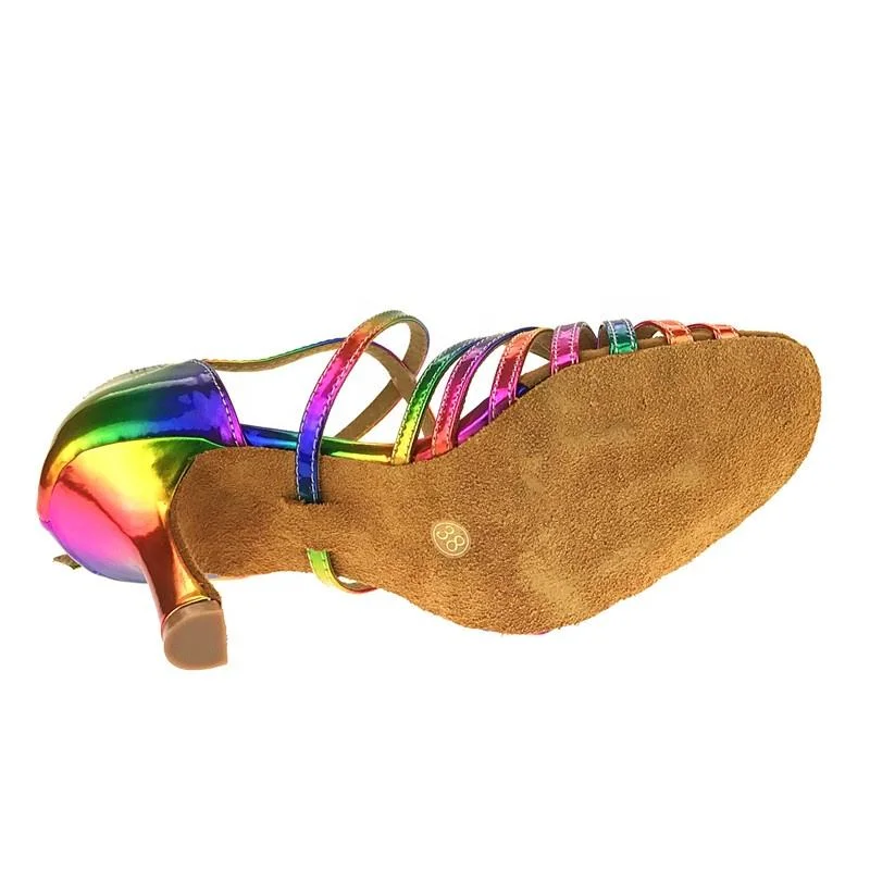 Rainbow Colors suela exterior Salsa Zapatos PU Baile de baile