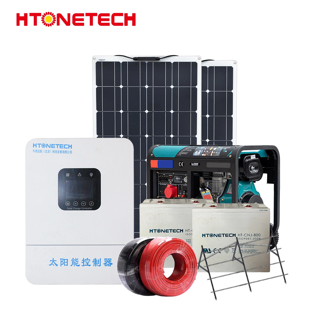 Htonetech 3 kW système solaire Off Grid Chine 5000W 45029W Panneaux solaires feuille de générateur diesel monocristallin 33 kVA terminé Système solaire Grid Home