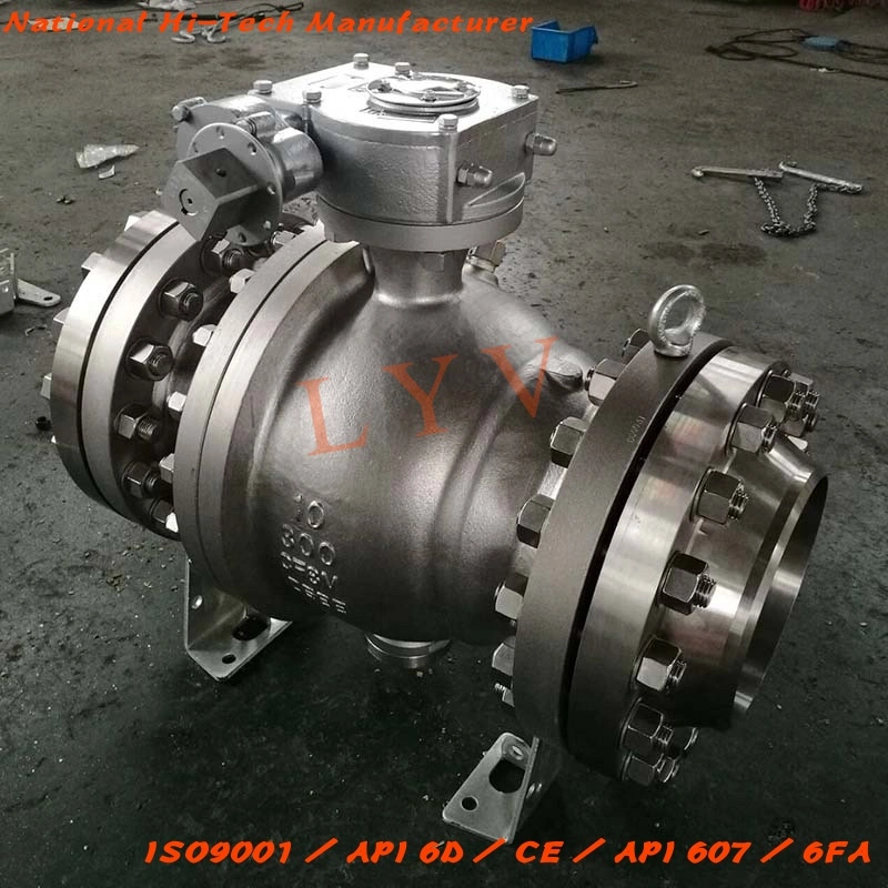 Casted Steel Wcb Flanged Three Piece Trunnion Pipeline Ball Valve