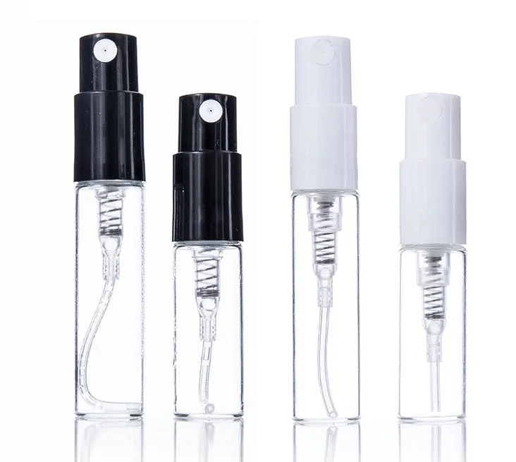 High Quality 2ml 3ml Small Perfume Atomizer Vials Sample Glass Bottle with Plastic Spray Pump Mini Crimp Tester Bottles