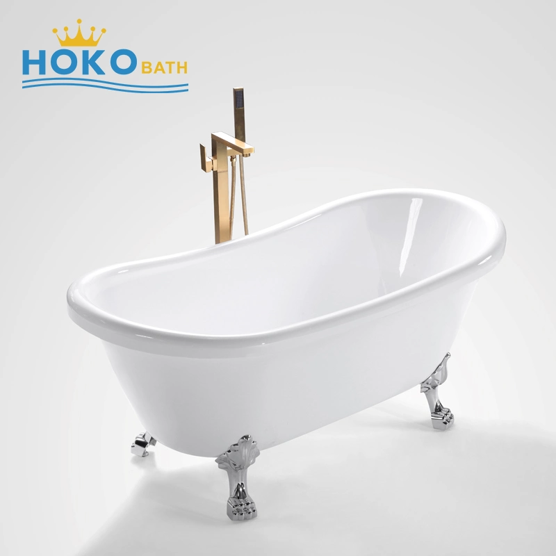 Acrylic Center Drain Non-Whirlpool Freestanding Bathtub Plastic Bathtub for Adult