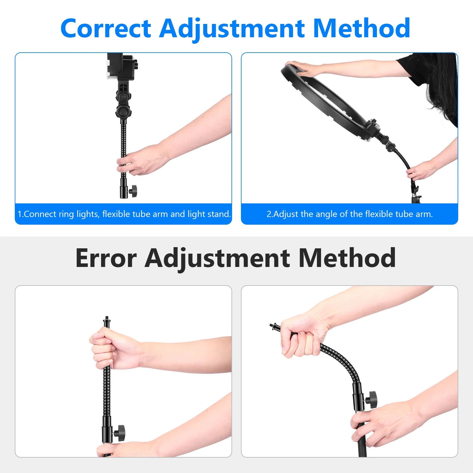 Neewer 10&amp;Quot/25cm de metal del brazo del tubo flexible de LED de luz de vídeo, Luz de flash y otros accesorios de fotografía con el tornillo de 1/4"