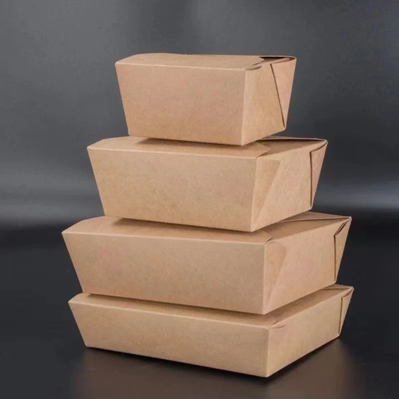 High quality/High cost performance  Disposable Food Packaging Box Eco Disposable Brown Kraft Rectangular Craft Paper