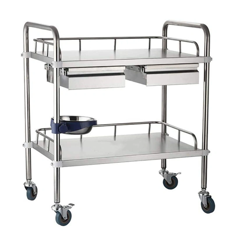 Best Quality 2 Tier Luxury Beauty Trolley Cart Furniture Machine Salon Stainless Steel Beauty Trollys with Wheel