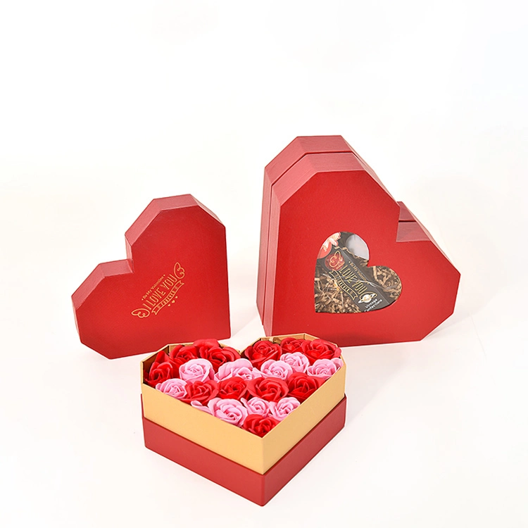 Benutzerdefinierte Gedruckte Logo Papier Herz Geformt Schokolade Geschenkbox Süßigkeiten Fall für Valentine's Flowers Verpackung