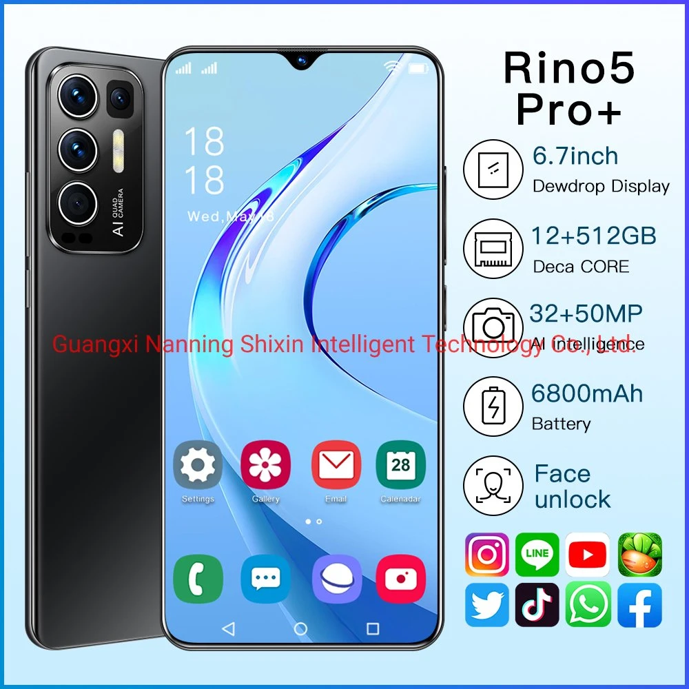 Hot Selling Rino5PRO+ 12/512GB Dual SIM Unlocked Cell Phones Smartphones Mobile Android 9.0 Smart Phones 4G