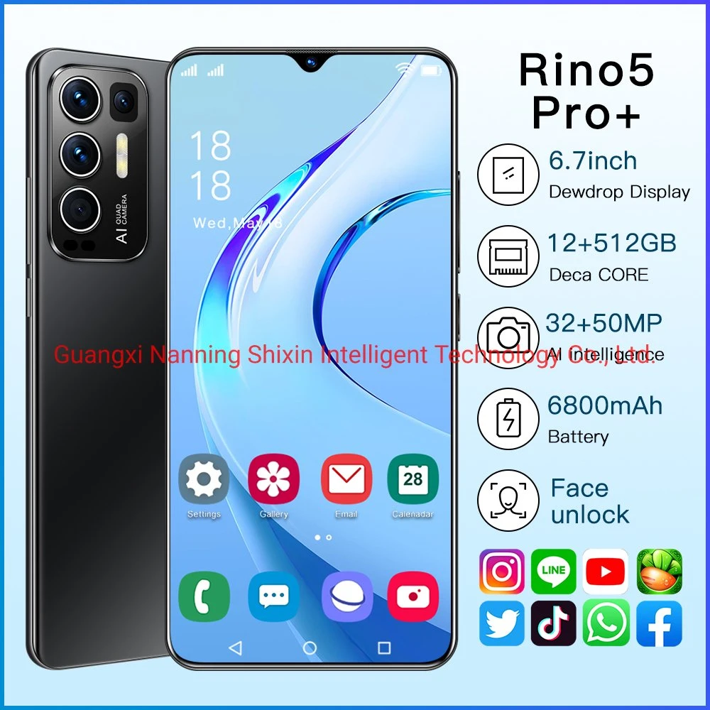 Hot Vender Rino5PRO+ 12/512GB Dual SIM teléfonos móviles desbloqueados smartphones Teléfonos inteligentes Android 9,0 4G