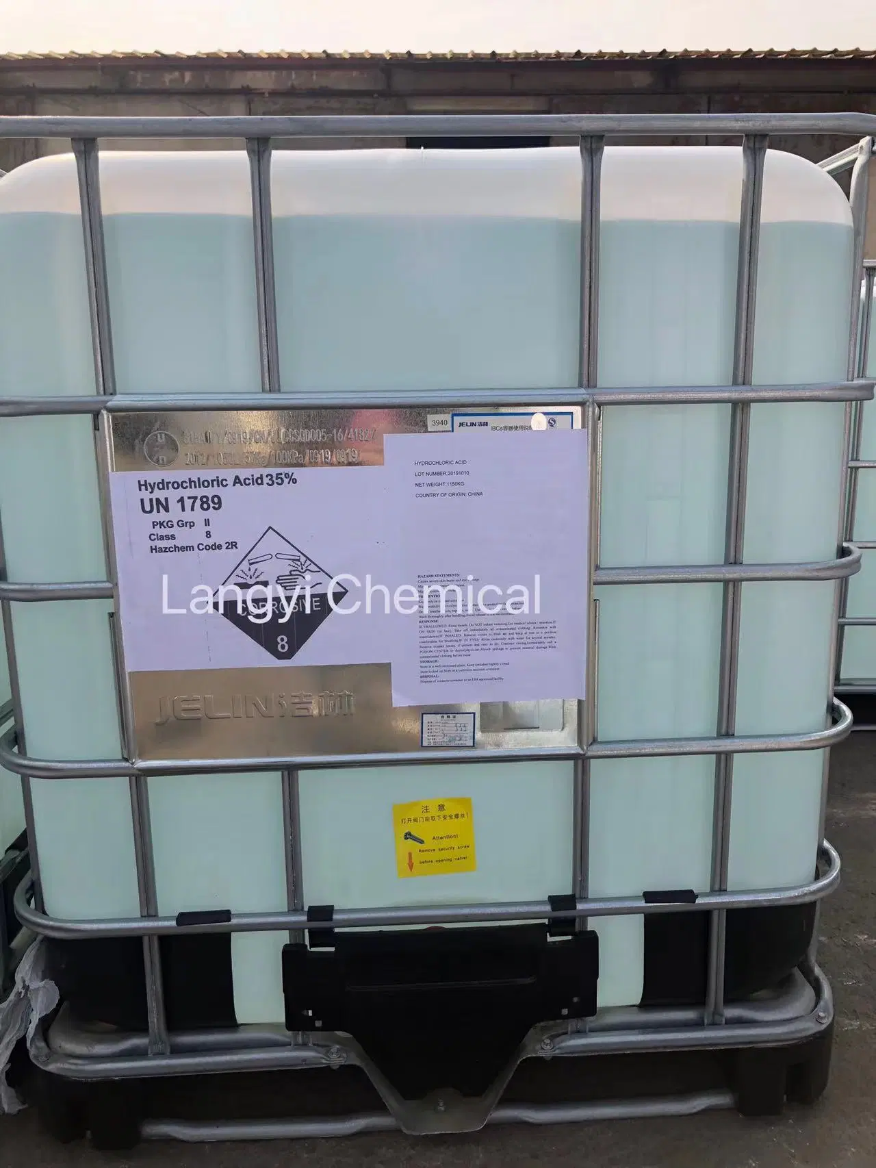 High Quality HCl Packing in IBC 30 -35% for Gold Refinery Hydrochloric Acid