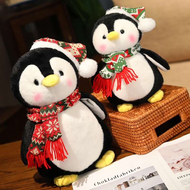 25cm animal en peluche jouets Écharpe de Noël Penguin un jouet en peluche Lutin de Noël Décoration