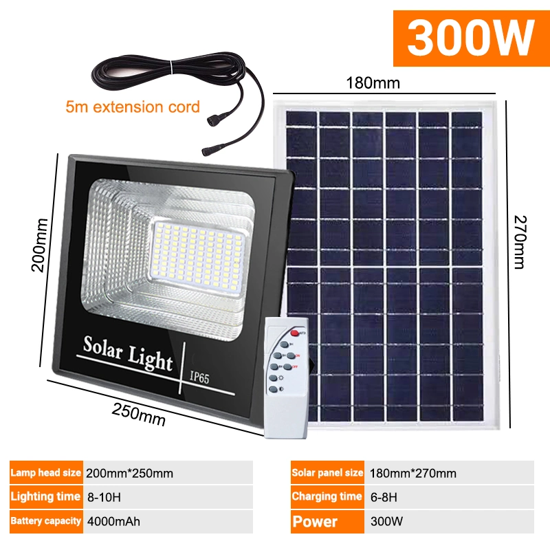 Étanche extérieur 300W Réflecteur de lumière solaire projecteurs à LED pour le jardin