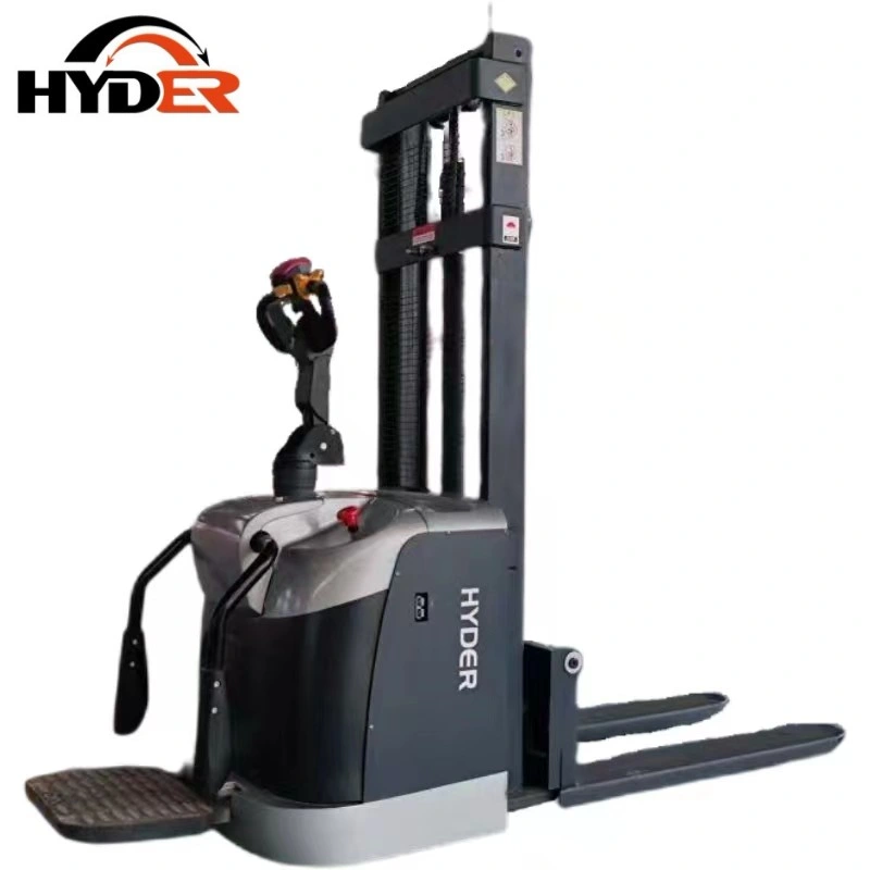 High Performance Grey OEM Color 2t 2000kg Warehouse Equipment Standing-on Pallet Stacker