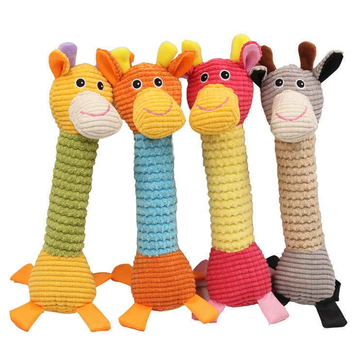 New Design Plush Cute Giraffe Toy Pet Products Animal Squeaky Chew Plush Dog Toys
