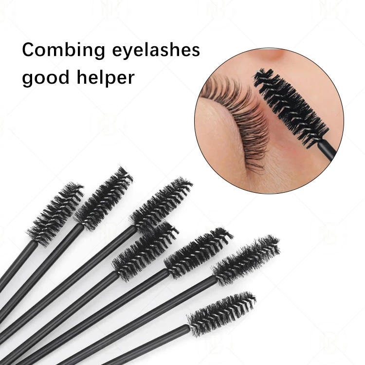 Benutzerdefinierte Großhandel Mascara Pinsel Nylon Fiber Einweg Kunststoff Wimpernbürste