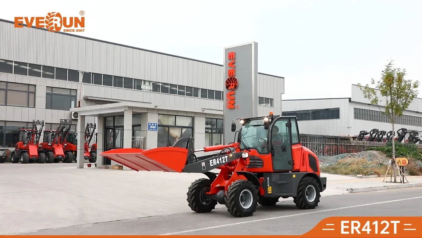 Chinese Everun Er412t 1.2ton Compact Front Diesel Engine Articulated Transmission Mini Wheel Loader