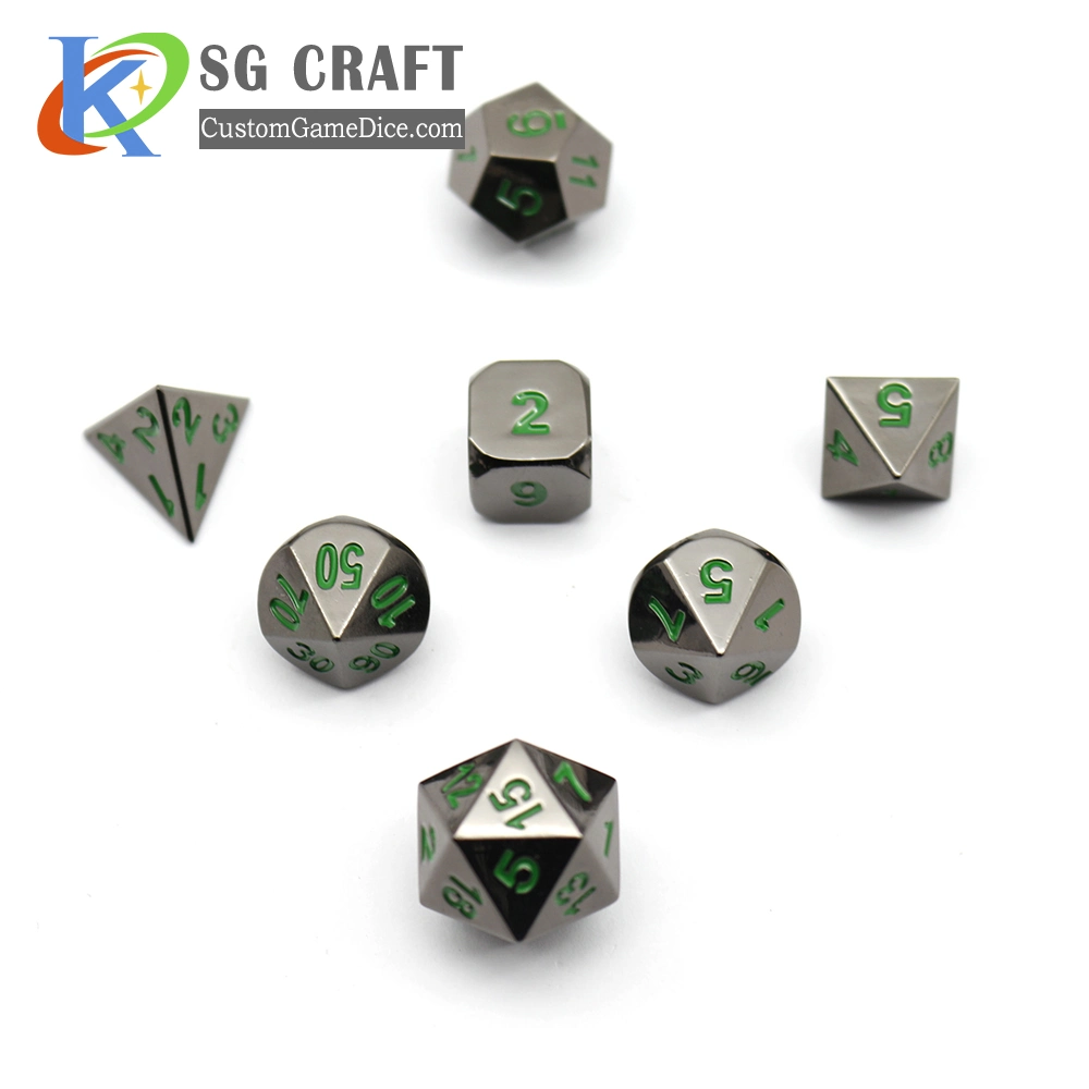 Custom Appeal High Quality Customized Color Casino Game Enamel Metal Dice Dnd Dice Metal Polyhedral Dice Set