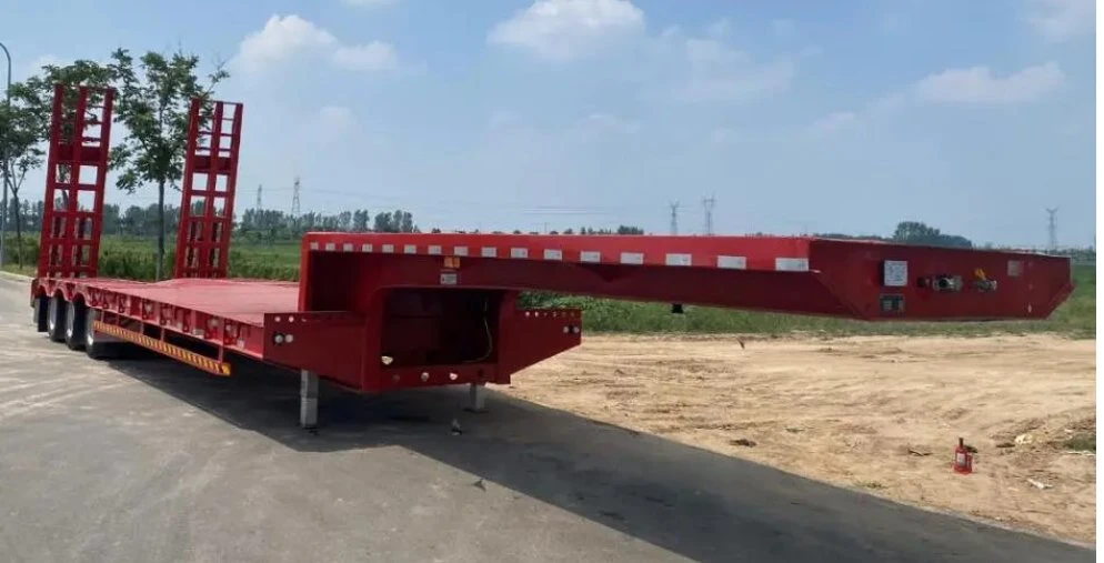 3 Axle Steel Coil Transport Flat Bed Trailer 40FT Container Flatbed Semitrailer