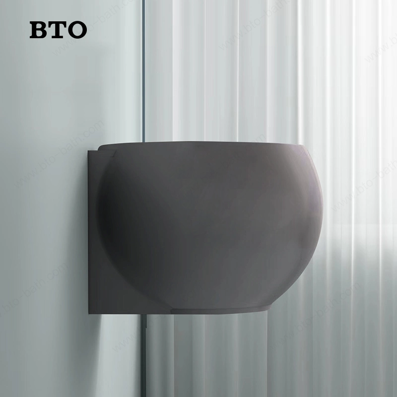 Bto Factory Directly Modern Style Washbasin Round Ceramic Wall Hung Sink Bathroom Wash Basin