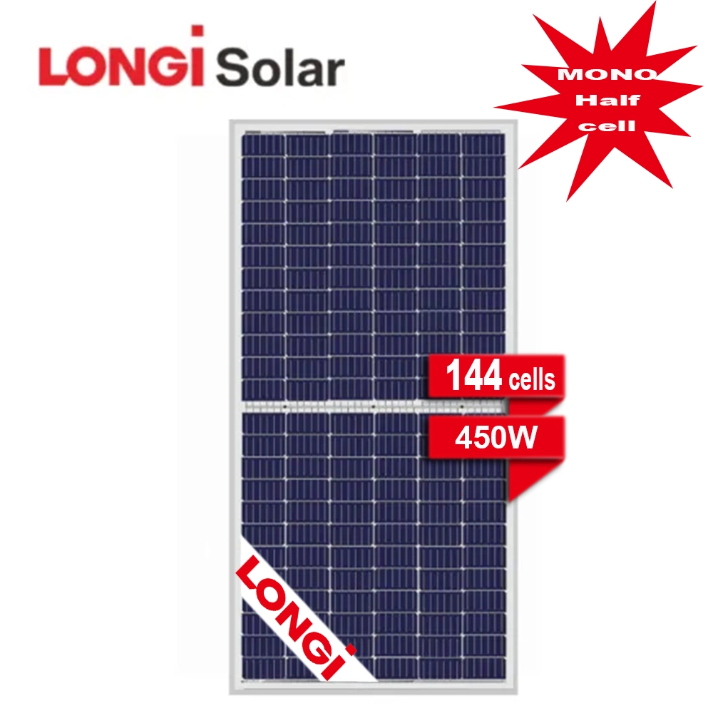 Longi un grado de 450 W de media celda Mono de paneles solares fotovoltaicos para el hogar sistema de energía solar la energía