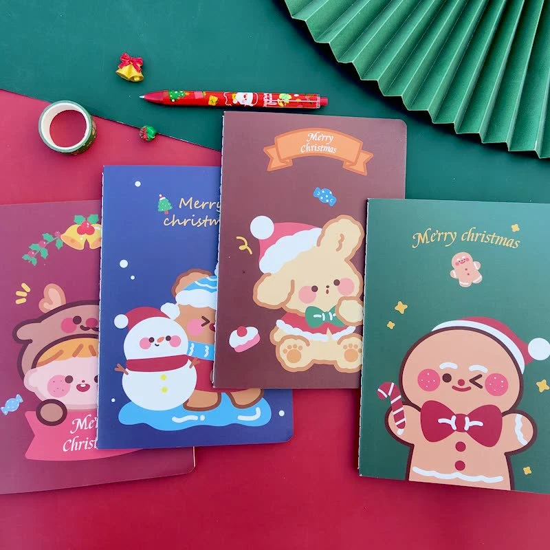 A5 Santa Claus Snowman Car Linebook estudiante creativo engrosado horizontal Regalo de Navidad de libreta de línea de diario