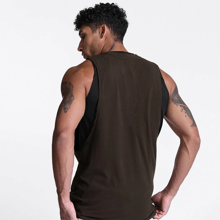 El verano de los hombres pierden la impresión de color sólido Quick-Drying Chaqueta transpirable de deporte de los hombres Tank Top