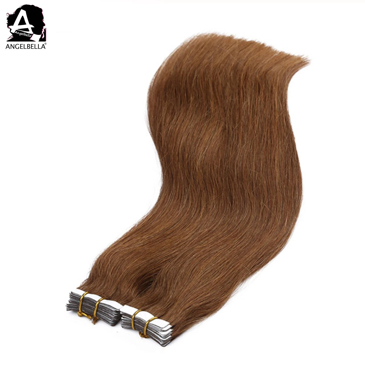 Angelbella Double Drawn Human Hair Extentions Straight 8# European Remy Tape Hair Extension