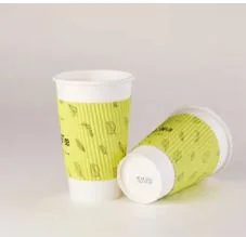 Revestimiento de doble Rizo Compostable acuosa Una sola pared de vasos de papel desechables